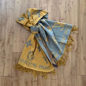 Reversible Large Super Soft LV Monogram Wrap Shawl Scarf Silk Cashmere